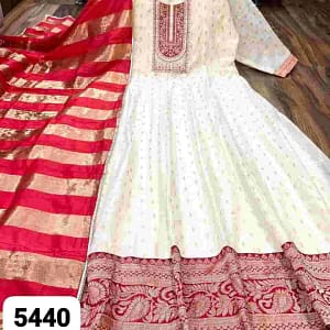 Premium Chanderi Silk Designer Suit with Banarasi Border