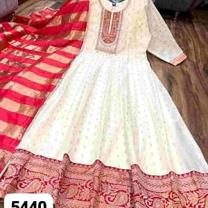 Premium Chanderi Silk Designer Suit with Banarasi Border - Image 4