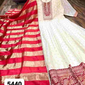 Premium Chanderi Silk Designer Suit with Banarasi Border - Image 5
