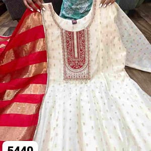 Premium Chanderi Silk Designer Suit with Banarasi Border - Image 7
