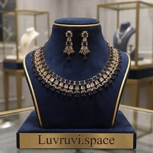 Elegant American Diamond & Sapphire-Tone Jewelry Set