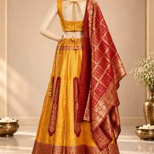 Banarasi Jacquard Fully Stitched Lehenga Set - Image 3