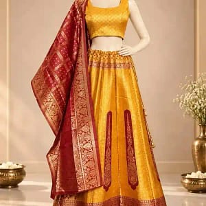 Banarasi Jacquard Fully Stitched Lehenga Set - Image 2