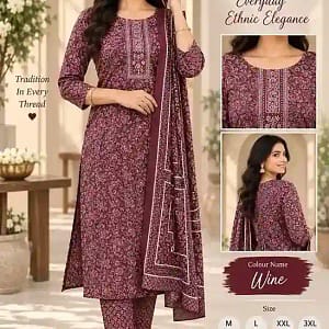 CHAHAT Cotton Embroidered Kurta Set - Image 3
