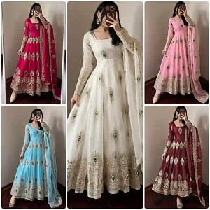 Designer Heavy Fendy Silk Gown Set - Image 23