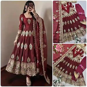 Designer Heavy Fendy Silk Gown Set