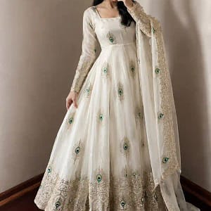 Designer Heavy Fendy Silk Gown Set - Image 8