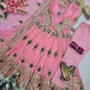 Designer Heavy Fendy Silk Gown Set - Image 7