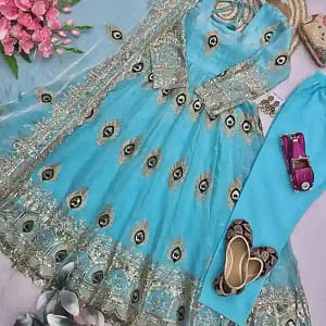 Designer Heavy Fendy Silk Gown Set - Image 6