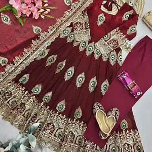 Designer Heavy Fendy Silk Gown Set - Image 5