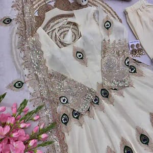 Designer Heavy Fendy Silk Gown Set - Image 4