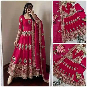 Designer Heavy Fendy Silk Gown Set - Image 21
