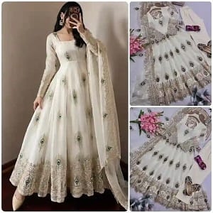 Designer Heavy Fendy Silk Gown Set - Image 11