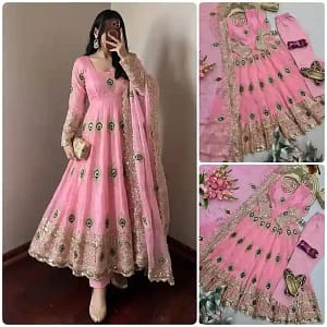 Designer Heavy Fendy Silk Gown Set - Image 12