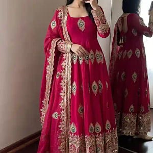 Designer Heavy Fendy Silk Gown Set - Image 13