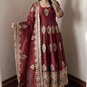 Designer Heavy Fendy Silk Gown Set - Image 14