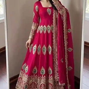 Designer Heavy Fendy Silk Gown Set - Image 15