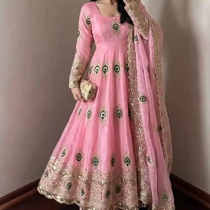 Designer Heavy Fendy Silk Gown Set - Image 16