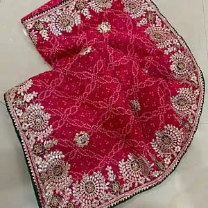 Jaipuri Bandhej Saree with Gotta Patti Work & Designer Blouse - Image 4