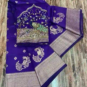 Alternative view of Kalanjali Original Paithani Pure Silk Saree with Handwork