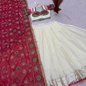 Navratri Special Roman Silk Heavy Embroidered Lehenga Choli with Dupatta - Image 2