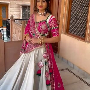 Navratri Special Roman Silk Heavy Embroidered Lehenga Choli with Dupatta