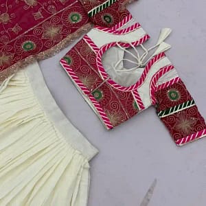 Navratri Special Roman Silk Heavy Embroidered Lehenga Choli with Dupatta - Image 3