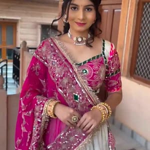 Navratri Special Roman Silk Heavy Embroidered Lehenga Choli with Dupatta - Image 8