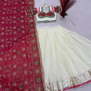 Navratri Special Roman Silk Heavy Embroidered Lehenga Choli with Dupatta - Image 6