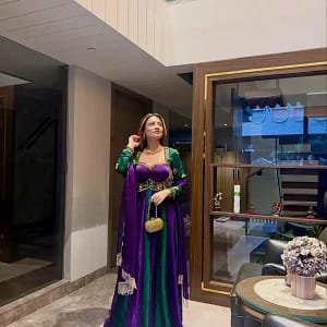 Designer Fendy Silk Party Gown & Dupatta Set - Image 11