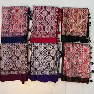 Premium Crepe Gajji Silk Ajrakh Saree - Image 3
