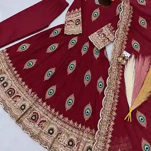 Premium Kids Fendy Silk Embroidered Gown Set - Image 3