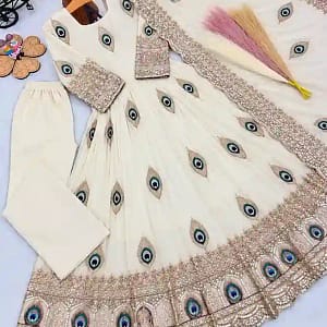 Premium Kids Fendy Silk Embroidered Gown Set - Image 2