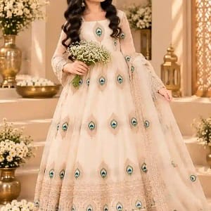 Premium Kids Fendy Silk Embroidered Gown Set - Image 12