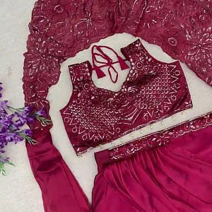 Trending Rangoli Silk Lehenga Style Saree with Embroidered Blouse - Image 3