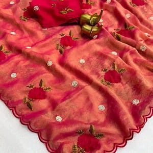 Designer Embroidered Organza Feel Silk Saree