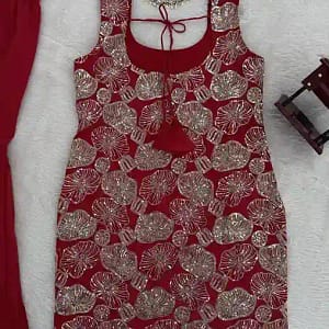 Simmer Silk Thread & Sequin Sharara Suit Set - Image 10