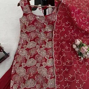 Simmer Silk Thread & Sequin Sharara Suit Set - Image 4