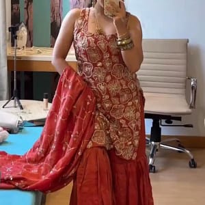Simmer Silk Thread & Sequin Sharara Suit Set - Image 8