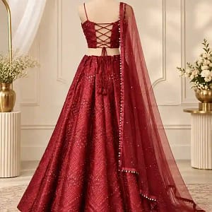 Stunning Red Tube Blouse Lehenga Set - Image 6