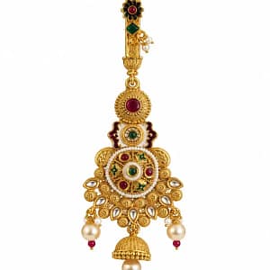 Traditional Gold-Tone Saree Chhalla with Pearl & Stone Detailing - Image 10