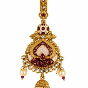 Traditional Gold-Tone Saree Chhalla with Pearl & Stone Detailing - Image 5