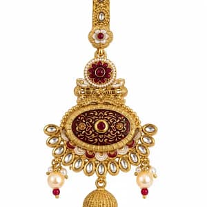 Traditional Gold-Tone Saree Chhalla with Pearl & Stone Detailing - Image 4
