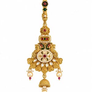 Traditional Gold-Tone Saree Chhalla with Pearl & Stone Detailing - Image 3