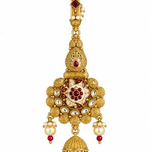 Traditional Gold-Tone Saree Chhalla with Pearl & Stone Detailing - Image 12