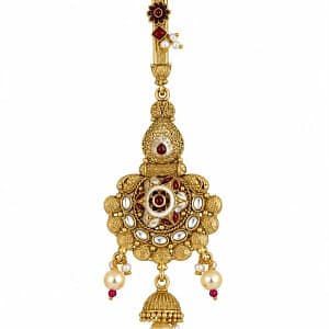 Traditional Gold-Tone Saree Chhalla with Pearl & Stone Detailing - Image 13