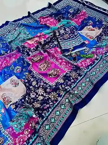New Trending Bandhni Chinnon Saree with Mirror Work 2 New Trending Bandhni Chinnon Saree with Mirror Work - Image 2