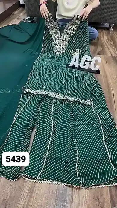 Premium Georgette Bandhani Kurti Palazzo Set - Image 4