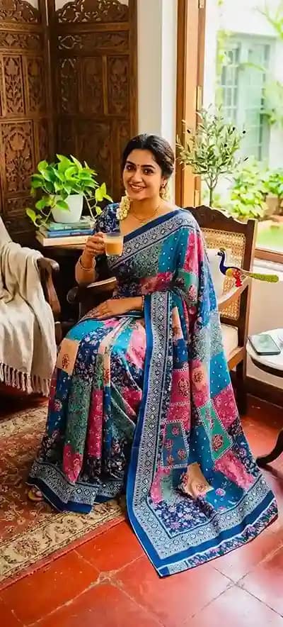 New Trending Bandhni Chinnon Saree with Mirror Work 3 New Trending Bandhni Chinnon Saree with Mirror Work - Image 3