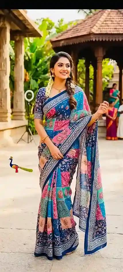 New Trending Bandhni Chinnon Saree with Mirror Work 1 New Trending Bandhni Chinnon Saree with Mirror Work